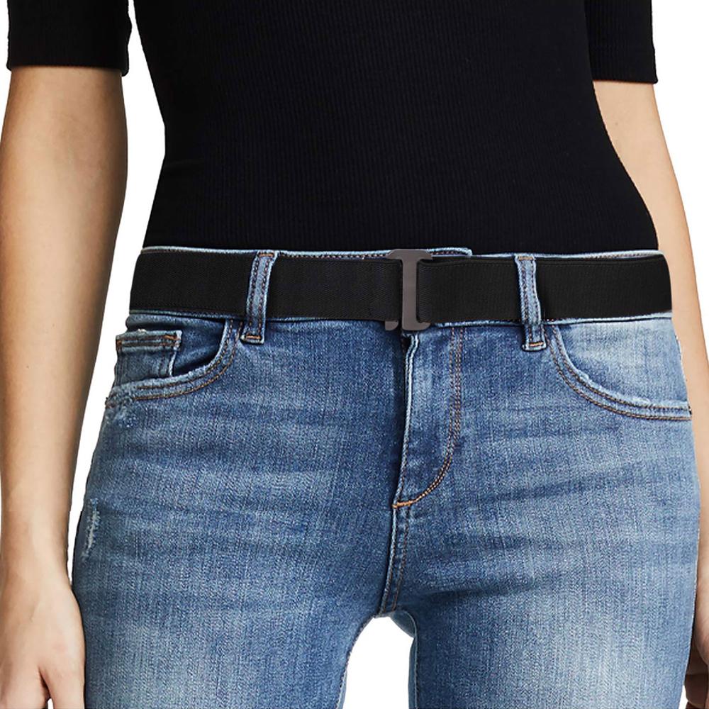 No show kvinder stretch bælte usynligt elastisk web rem bælte med fladt spænde til jeans bukser kjoler