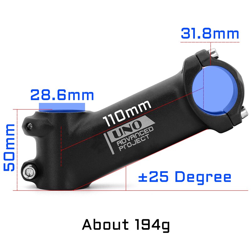 UNO 25 stopni Droga mostek rowerowy kierownica mtb trzon wspornik rowerowy Handlear pion stop 31.8mm 70/80/90/100/110mm części robić roweru górskiego: 31.8x110mm 25 stem