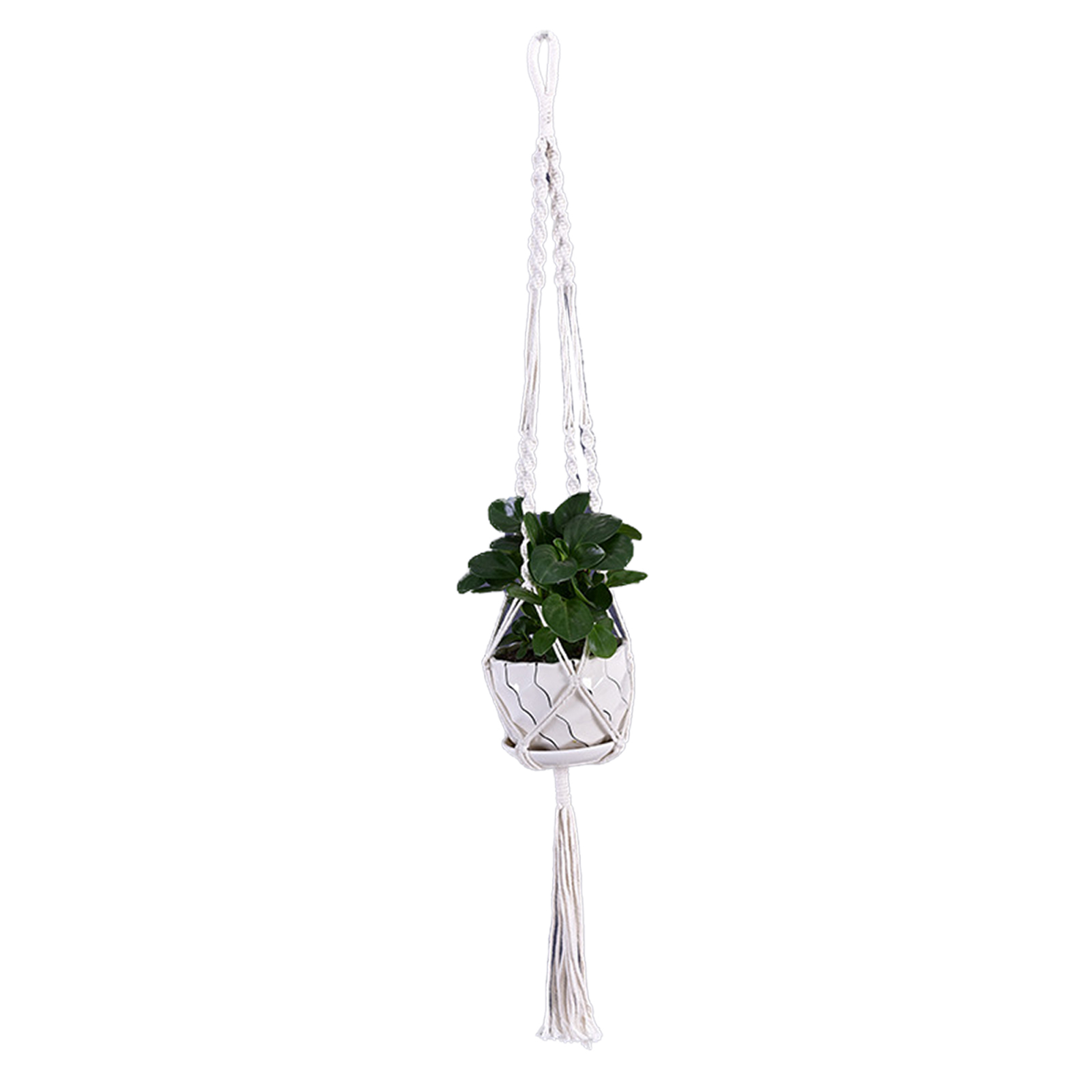 Hand-woven Macrame Cotton Rope Flower Pot Hanging Basket Net Bag Knotted Rope Flowerpot Plant Holder Home Garden Decor: J