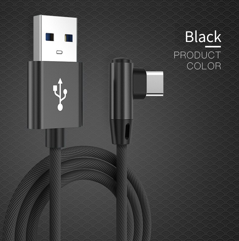 Olaf – câble USB type-c 3A pour recharge rapide et transfert de données, cordon de chargeur USB-C pour téléphone Samsung S10 S9 Redmi note 8 pro USB-C: Black / 1,5m