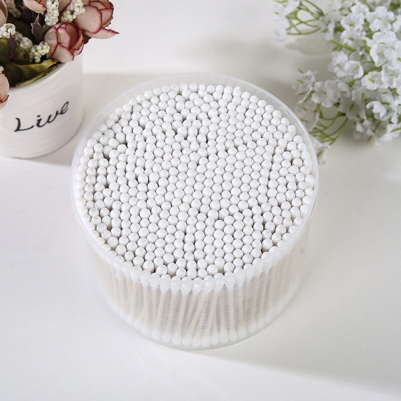 500pcs/box Disposable Makeup Double Tip Cotton Buds Applicator Stick Round Tips Cotton Swabs Q-tips for Personal Baby Pet Care
