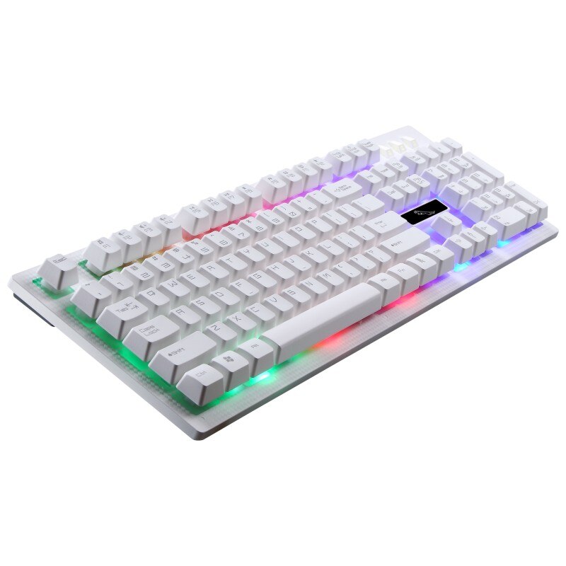 1 Set of Durable Wired 7-Color-LED-Back-light White Keyboard Mouse Combos for Office & Home&Computer&Game