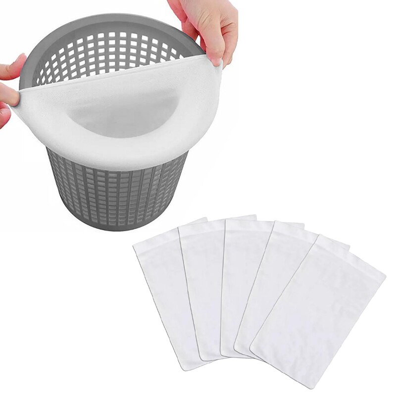 5-Pack de calcetines Skimmer para piscina, perfectos protectores de piscina y Spa para filtros, cestas y Skimmers Pack, blanco