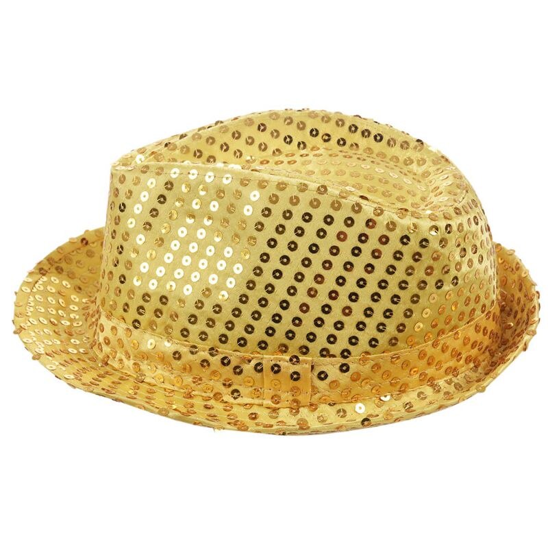 Pailletter trilby hat top hat fancy dress fest polterabend nat dans teater shows, gul