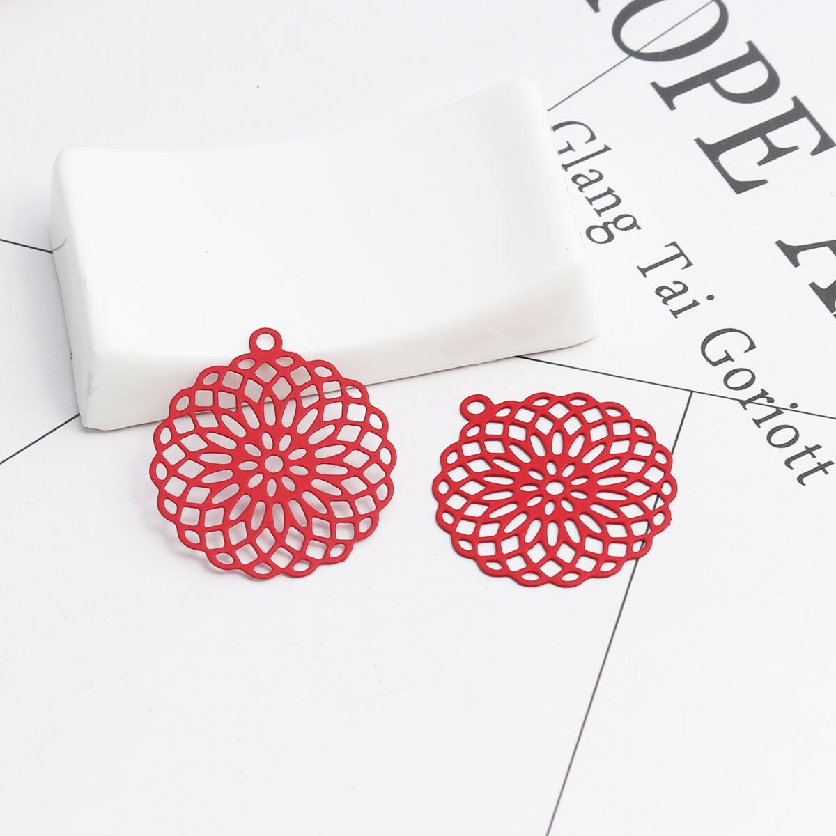 Flower of life berlocker koppar filigran stämpling hängen silver färg 3cm x 2.7cm för att göra själv örhängen smycken , 10 st: 5