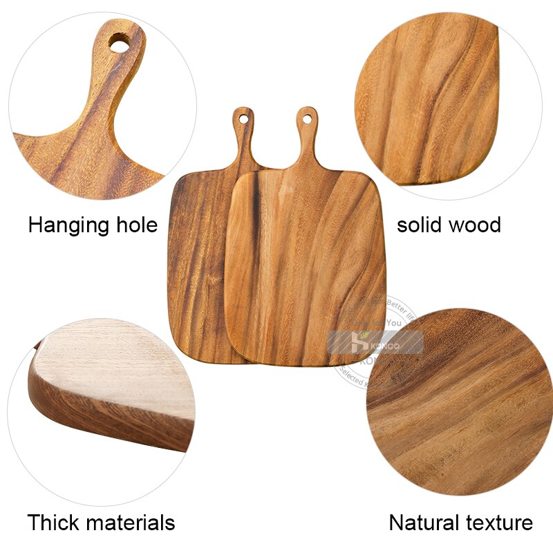 33*20cm Wooden Board Chopping Blocks Wood Cutting Board with Handle Hardwood Chopping Whole Tray Cutting Board No Paint