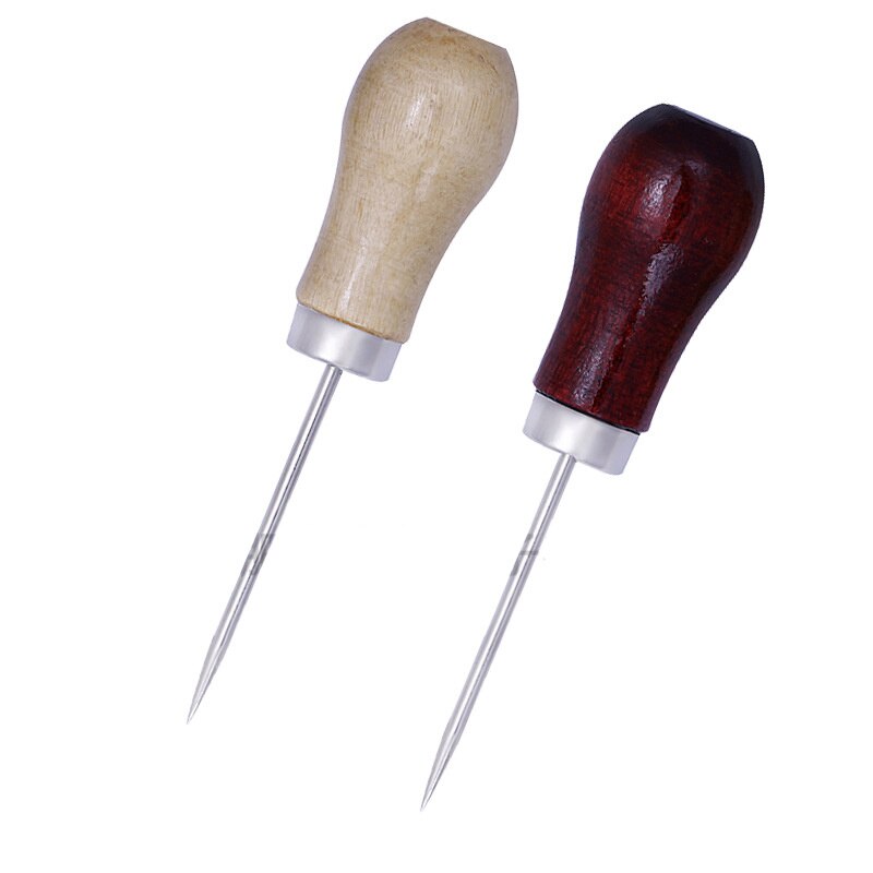 Leather Craft Awl Tool Hole Wooden Handle Awls DIY Stitching Awl Pin Punch Hole Shoe Repair Tool Hand Stitch Pin Punching Tools