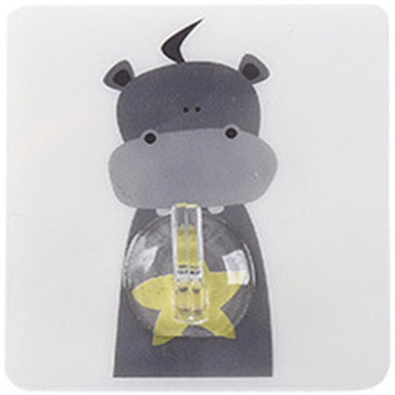 Mooie Dieren Cartoon Patroon zelfklevende Houders Rack Badkamer Muur Traceless Zuig Haken Thuis multi-use Handdoek Hangers