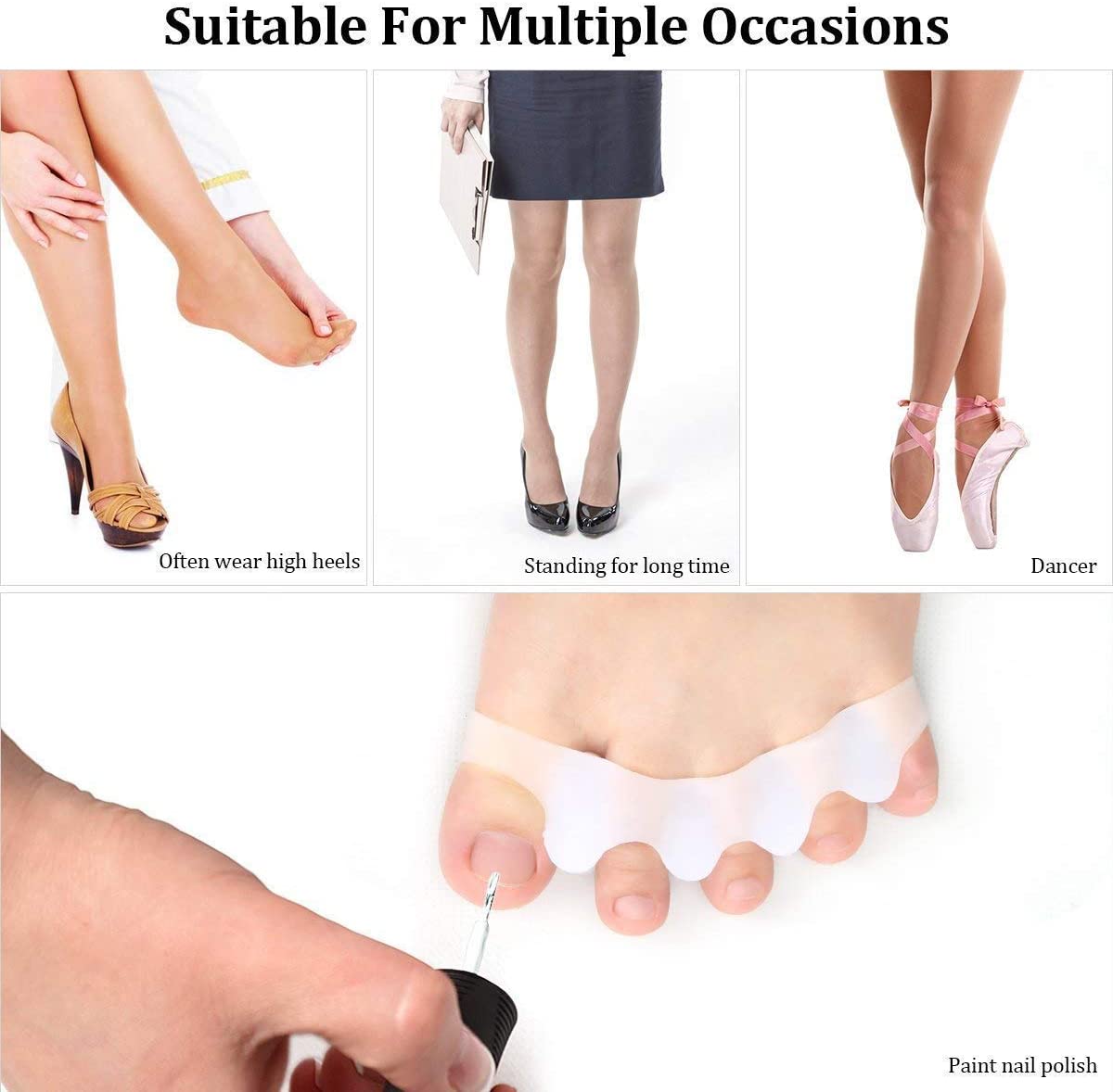 Separadores de dedos de los pies para corregir juanetes y restaurar los dedos de los pies a su forma Original, estirador de dedos del pie alisador correctores de dedos grandes, 1/2 pares