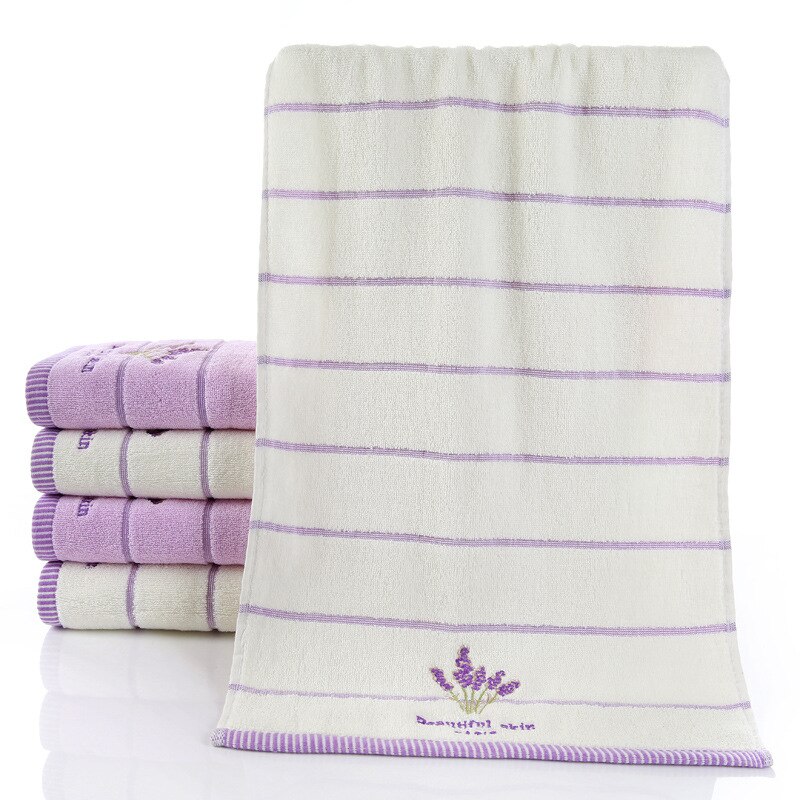 Sneldrogende 100% Katoen Dikker Streep Gezicht Handdoeken Lavendel Patroon Absorberende Gezicht Handdoeken Badstof 1Pc