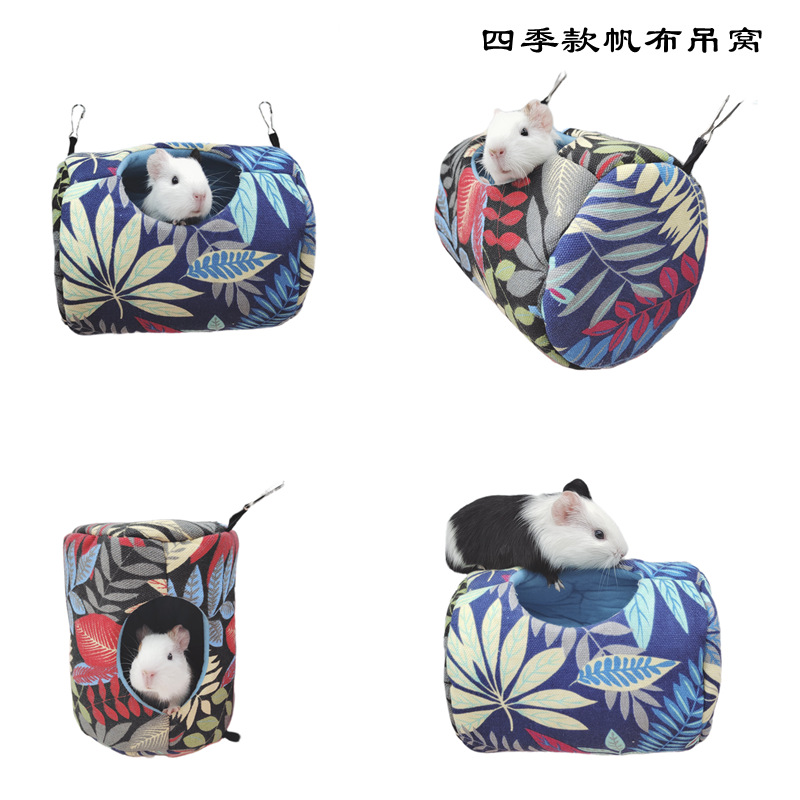 Casa para hámster, camas y casas suaves y cálidas, jaula para roedores, hamaca estampada para ratas, conejillo de indias de algodón, jaula colgante, Animal PEQUEÑO