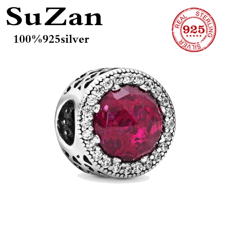 Suzan Reale Dell'argento Sterlina 925 del Branello di Fascino del Reflexions Eleganza Clip Con Perline di Cristallo Misura Pan Braccialetti Donne Gioielli Fai Da Te