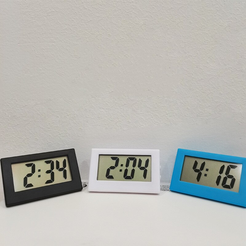 Bureau Digitale Klok Lcd-scherm Zelfklevende Beugel Auto Klok Plastic Mini Tijd Klok