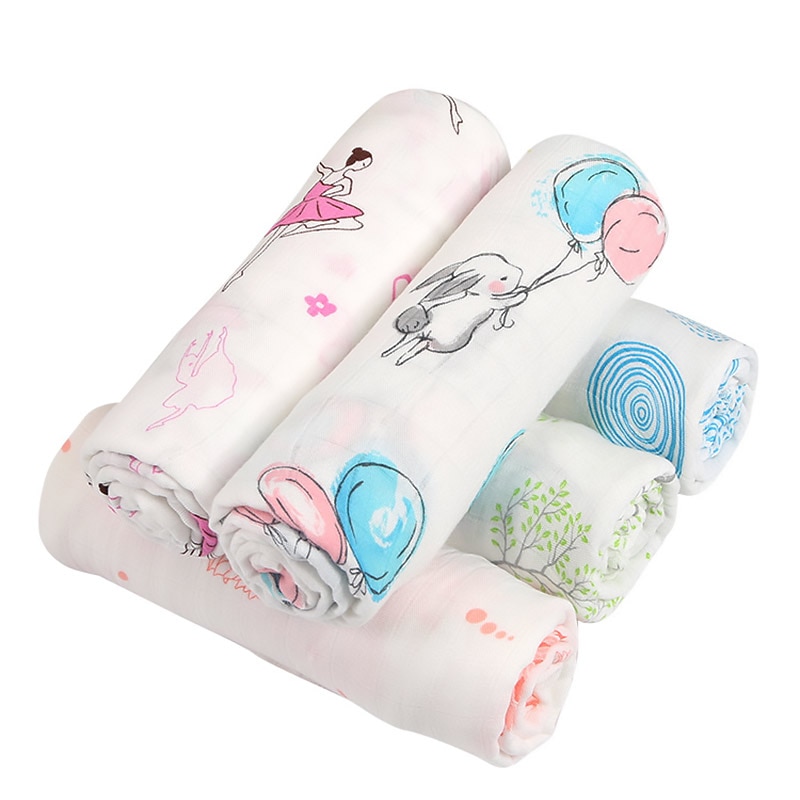 Andningsbara babyfiltar bambufibertyg muslingaze handduk supermjuka filtar för nyfödda sommarwrap 120*120cm