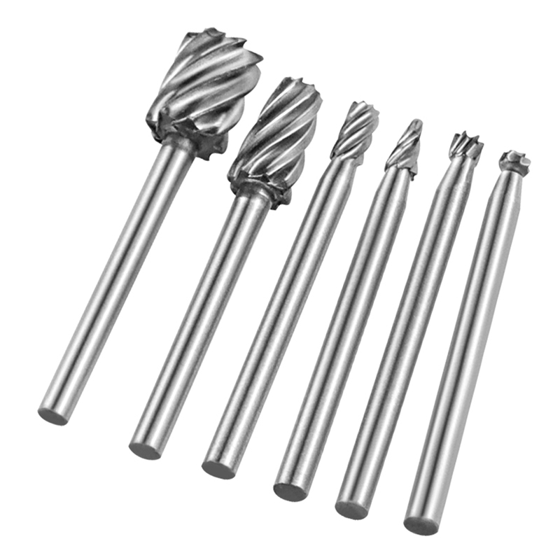 Cortador de Lima rotativa HSS Dremel, fresado de rebabas rotativas, cabezal de molienda, cuchillo para tallar madera, herramientas de corte, accesorios de grabado, 6 uds.