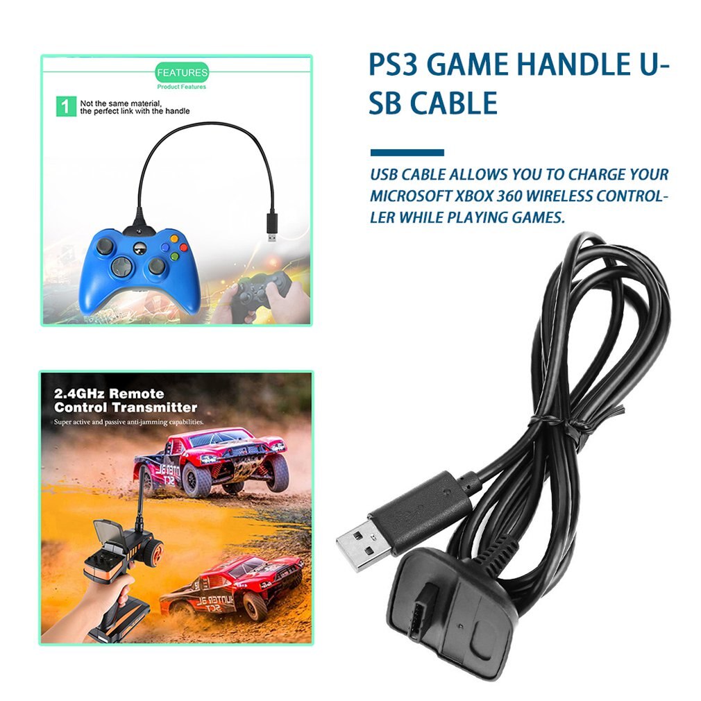 1.8M USB Charging Cable Wireless Gamepad Charger Data Cable for PS3 Controller Connect Computer Play and Charge Sony ONLENY