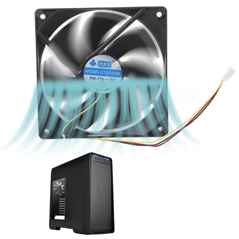 120X120X25Mm Dc 12V 0.15A 3 Pin 7-Blade Computer Case Cooling Fan Cooler 12025 090F