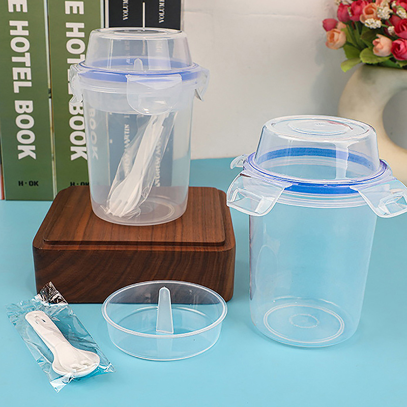 Fresh-Keeping Food Container Fruit Salad Yogurt Box Kitchen Container For Cereals Double-Layered Portable Travel Storage Jars