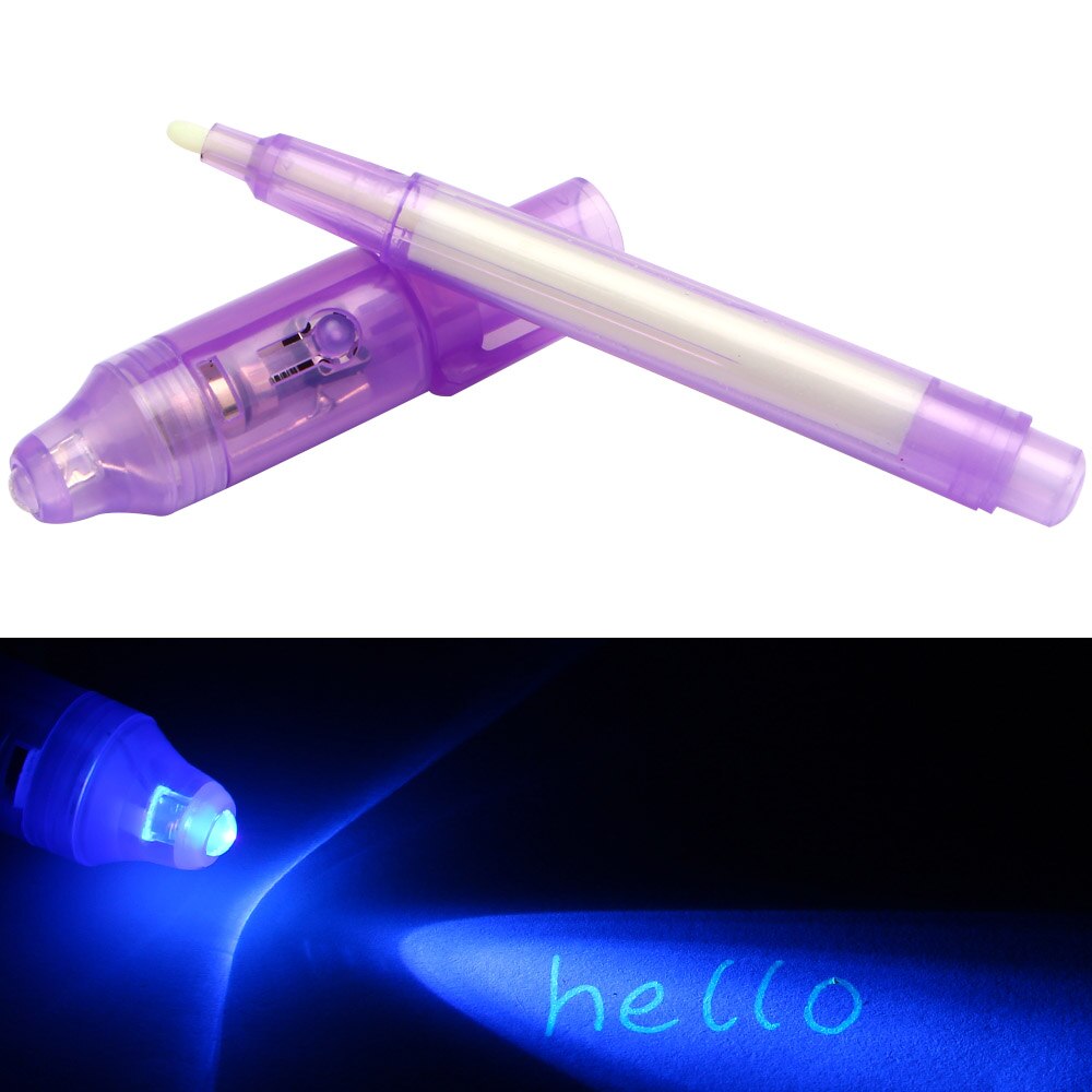 Rotulador fluorescente para oficina, rotulador de tinta Invisible, color morado mágico, 2 en 1, luz negra, grafiti, papelería creativa