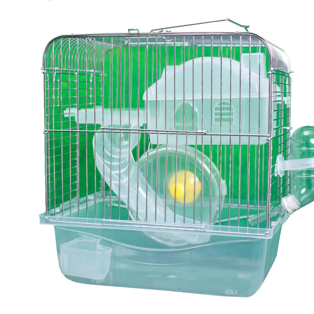 Husdyrbur i rustfrit stål gennemsigtig krystalfarve hamster sommerhus dobbeltlags hus til hamster gylden hamster kæledyr