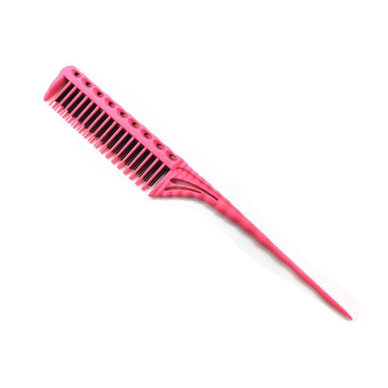 3-Row Teeth Teasing Comb Detangling Brush Rat Tail Comb Adding Volume Back Coming Hairdressing Combs: Rose red