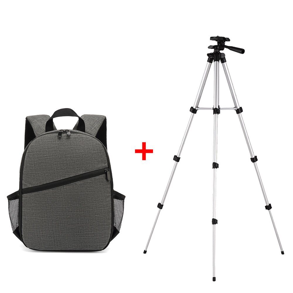 Multi-functional Camera Backpack Video Digital DSLR Bag Waterproof Outdoor Camera Photo Bag Case for Nikon Canon Sony Photo Bag: B-Gray and Tripod