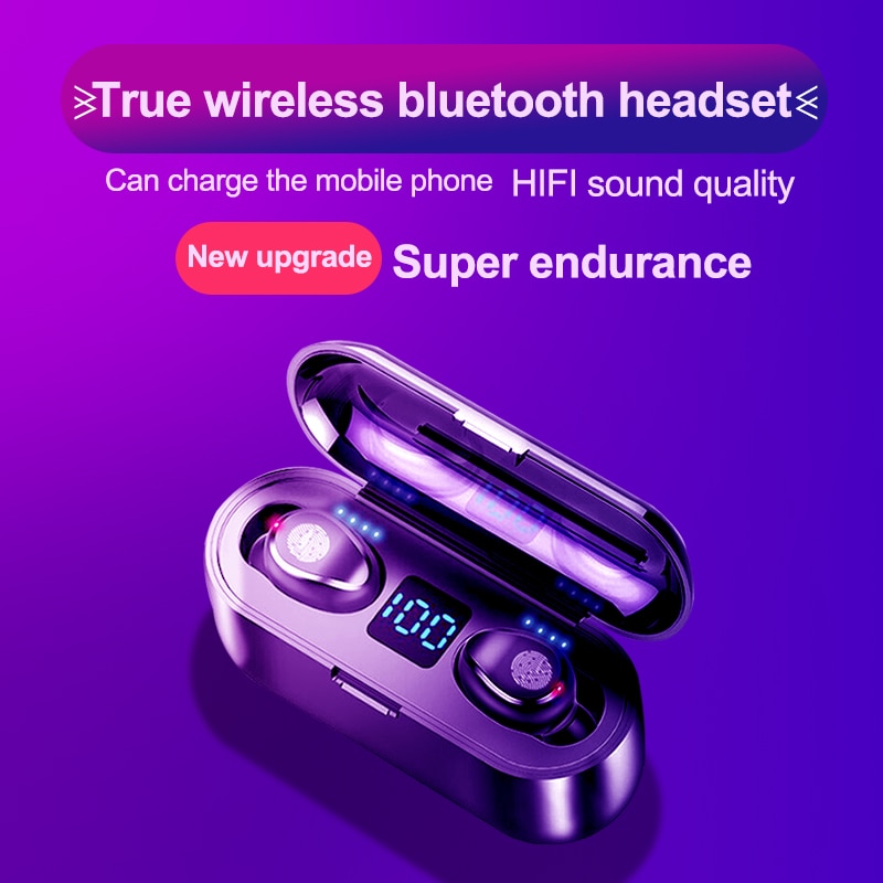 KUGE-auriculares inalámbricos con Bluetooth V5.0, dispositivo estéreo HD, deportivo, resistente al agua, con micrófono Dual y carga de batería de 2000mAh, Cas
