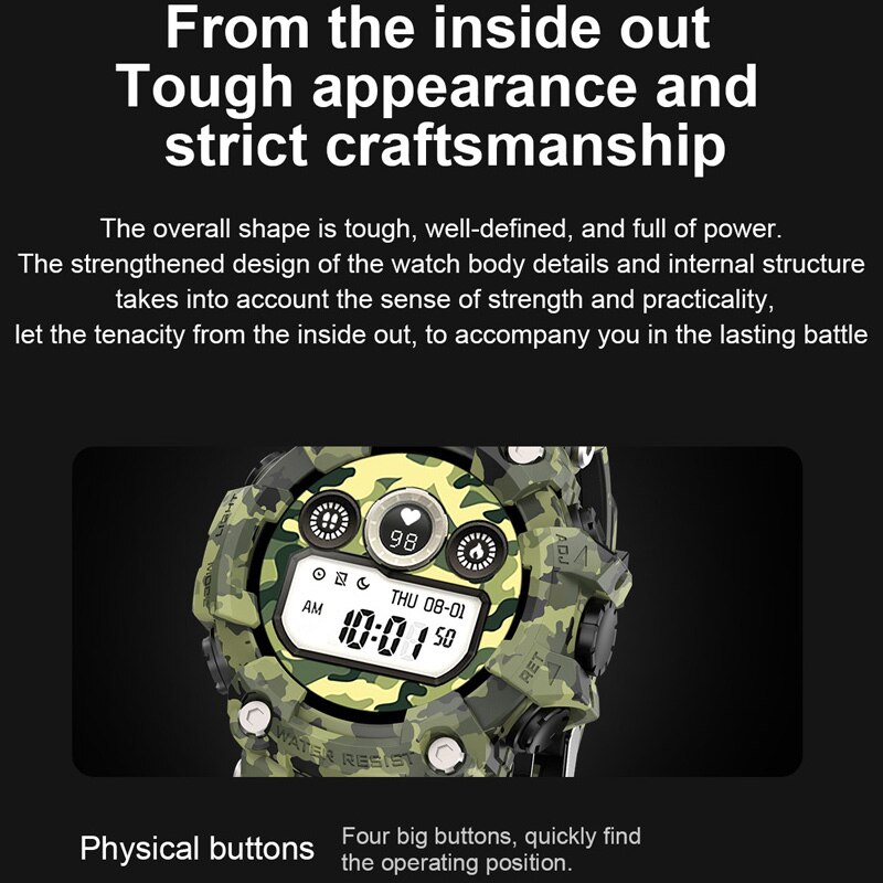 696 trdt 6 smart klocka vattentät  ip67 lång standby smart armbandsur puls blodtryck utomhus män sport smartklocka