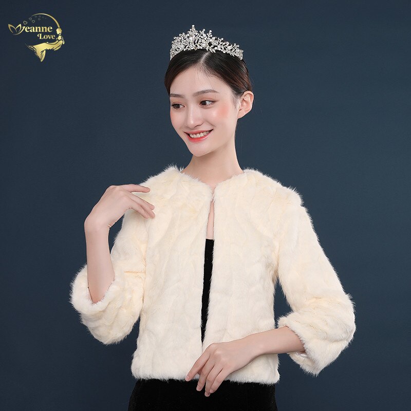 Boleros de novia de piel sintética de champán, chaqueta nupcial cálida para novia, chal, accesorios para vestidos de boda, novedad de