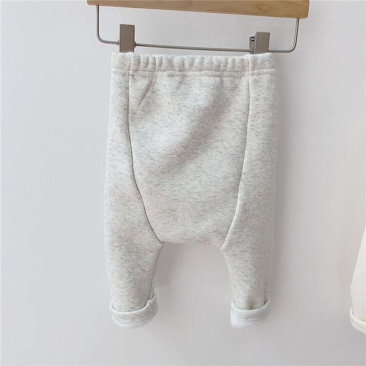 Baby Boys Girls Plus Velvet Thick Pp Pants Toddler Solid Harem Pants Little Girls Casual Pants Boys Leggings Kids Bottoms