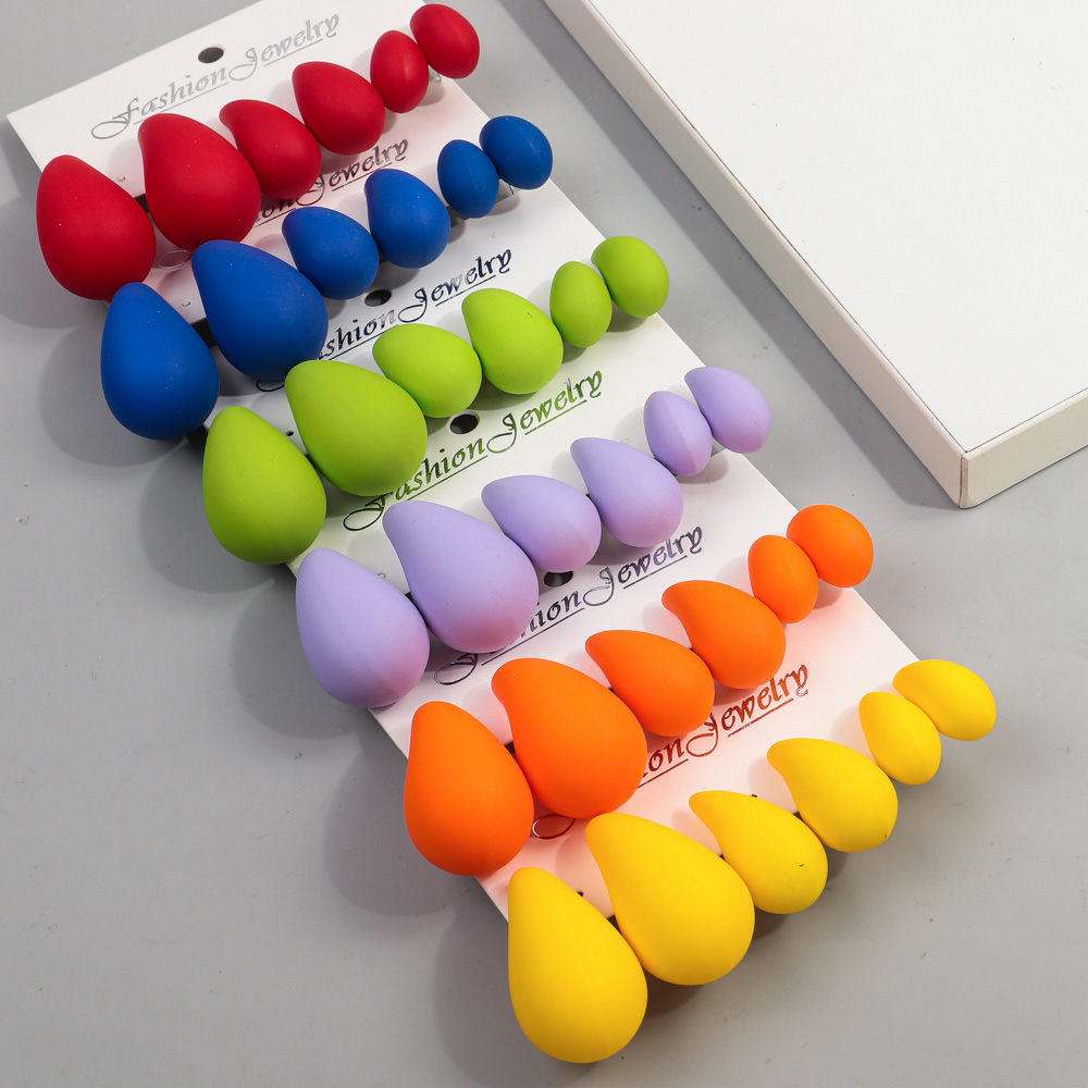 Korea 3 Paar Acryl Chunky Waterdrop Oorbellen Dupe Voor Vrouwen Kleurrijke Extra Grote Druppel Oorbel Hoepels Sieraden Lichtgewicht