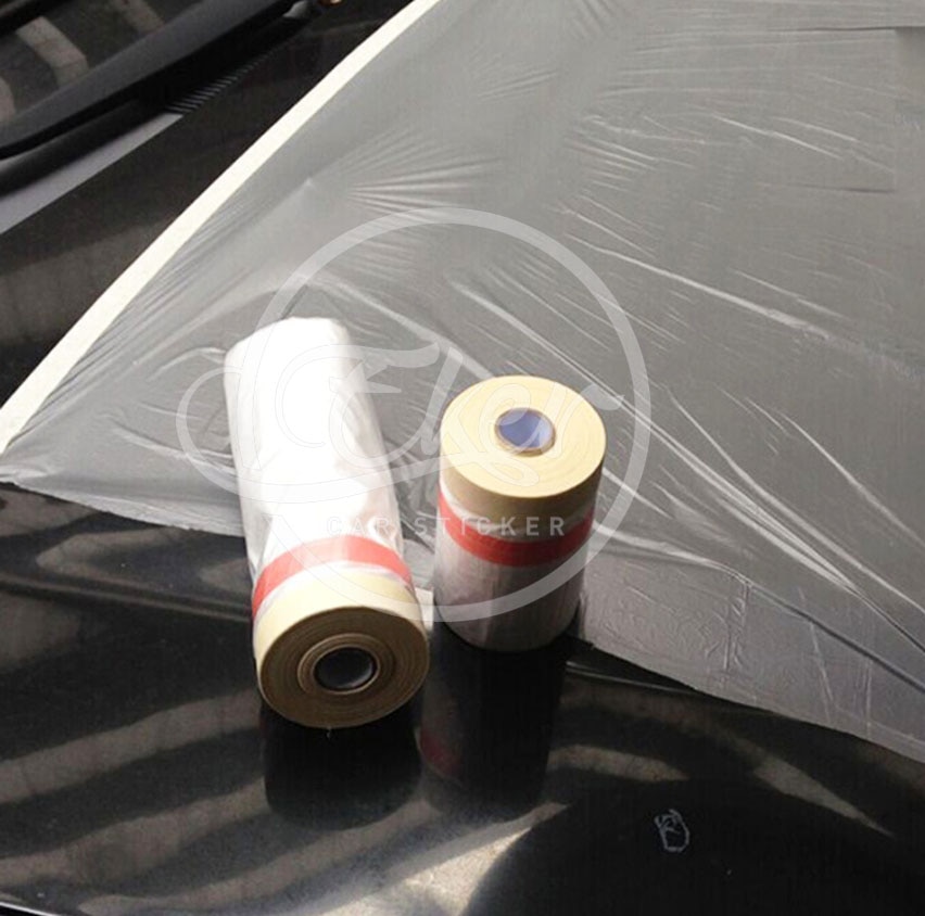 110cm*30m Per Roll Pre-Taped Plastic Cloth Masking Film Spray Paint Protection Film Plasti Dip Masking Film