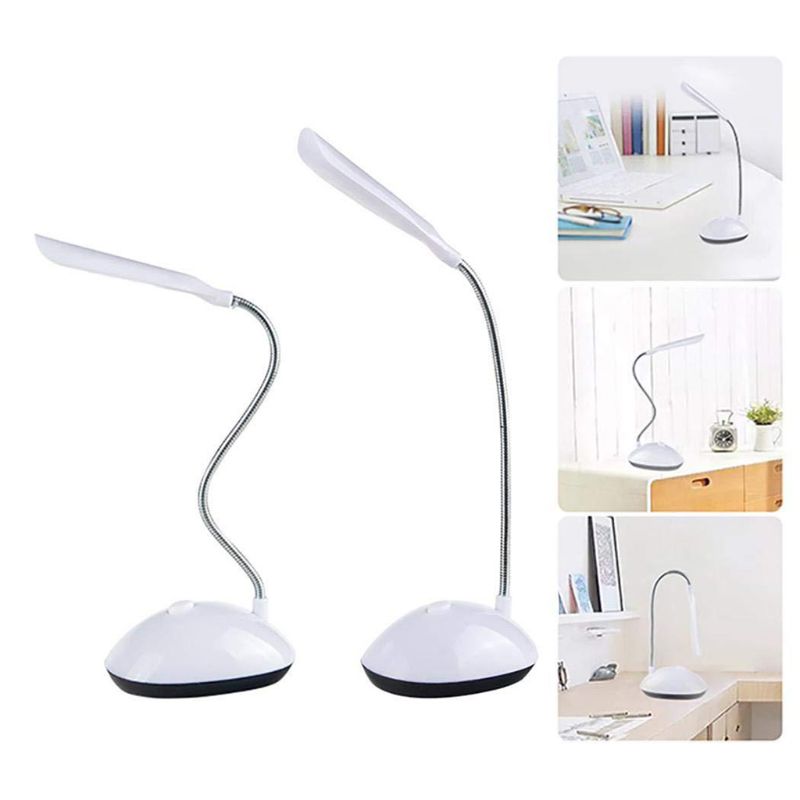Battery Powered Mini LED Desk Lamp 360 Degree Rotation Reading Table Night Light