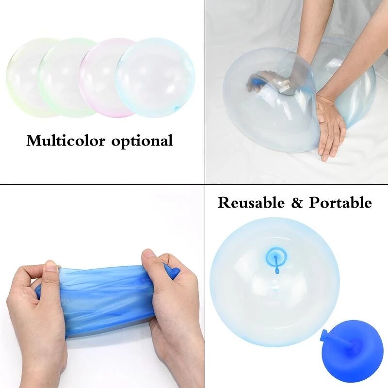 TPR Children&#39;s Toy Bouncy Transparent Bubble Ball Inflatable Water Injection Big Ball Swimming Pool Beach Outdoor Toy