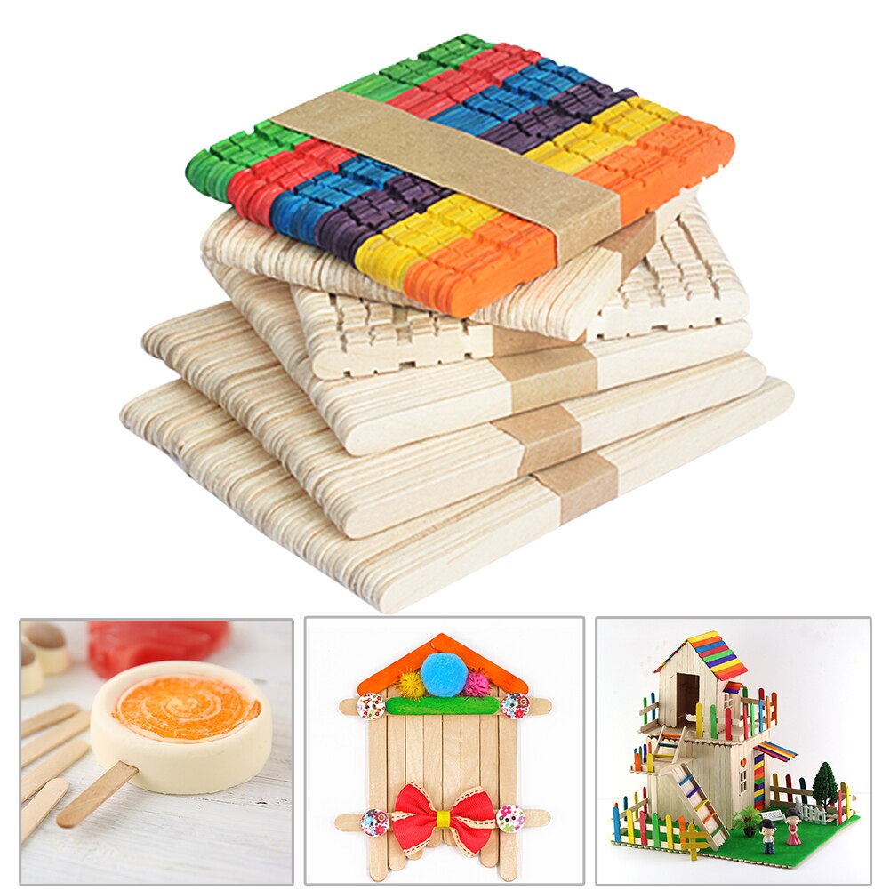 Palito de cubitos de hielo para niños, 50 Uds., accesorios para manualidades, palos de paleta, palos de polo, herramientas para crema de piruleta