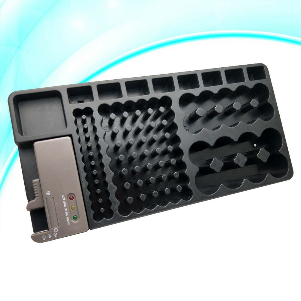 Battery Storage Organizer Holder Battery Caddy Rack Case Box with Tester JA55