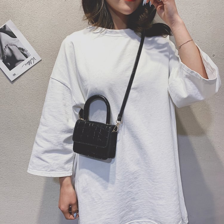 Damenhandtasche aus pu-leder, umhängetasche aus krokodilleder mit kette, Mini-quadrattasche