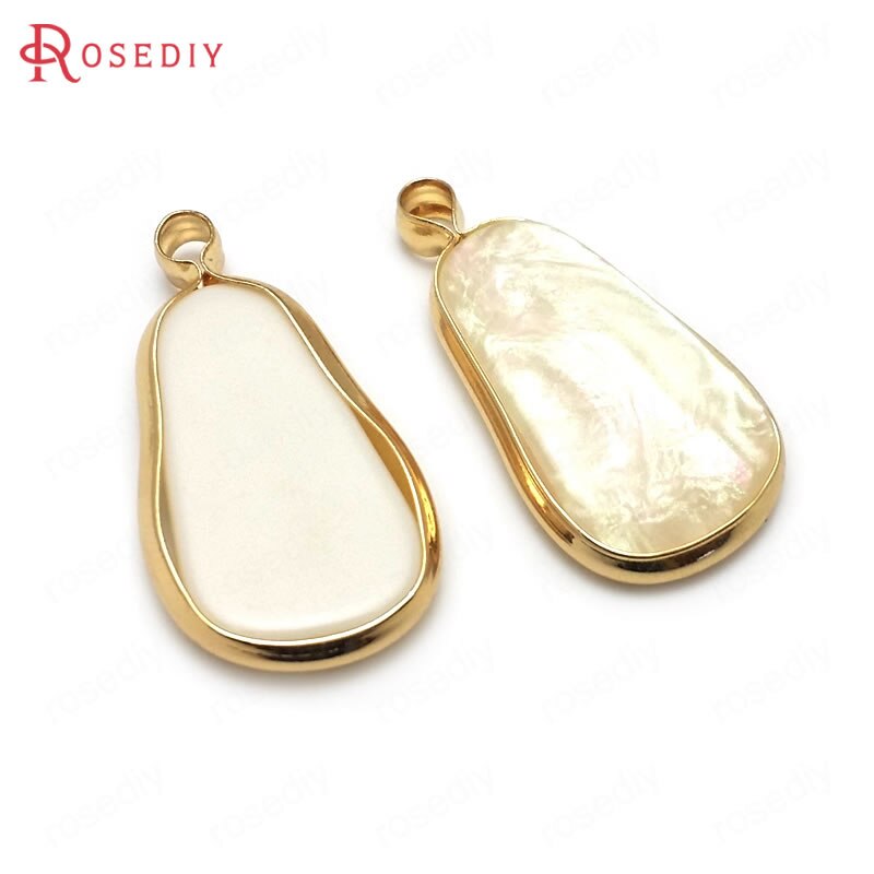 (36503)10Stck 25x13MM 24K Champagner Gold Farbe mit Weiß Farbe Durcheinander und Harz Nachahmung Hülse Unregelmäßigen shpae Reize Anhänger