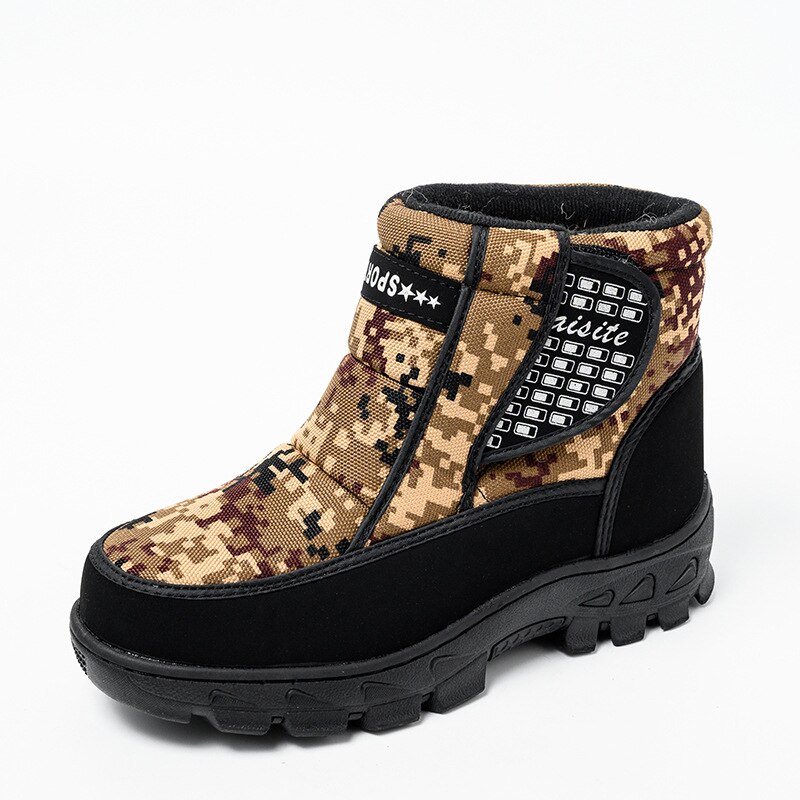 Men Boots Lightweight Winter Shoes For Men Snow Boots Waterproof Winter Footwear Non-slip Ankle Winter Boots rubber shoe sole: Desert / 45