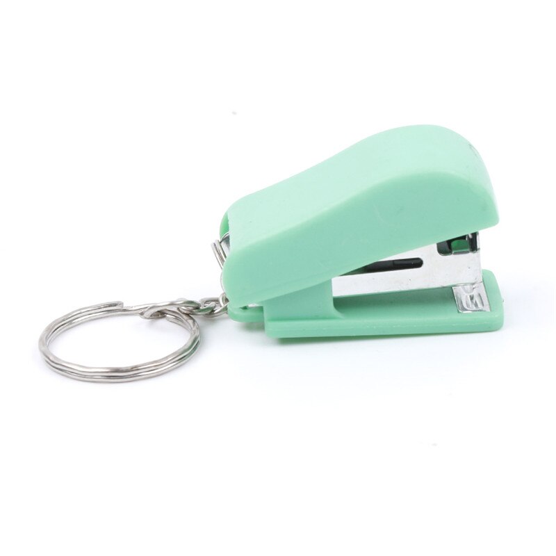 Practical Mini Plastic Stationery Set Stapler Key Chain Ring Kawaii Keychain School Office Supplies Stationery mini stapler