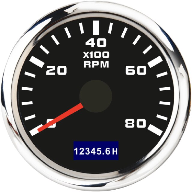 Tacómetro de 0 a 3000 RPM y 52mm con reloj de arena LCD, medidor de Tacho a prueba de agua de 4000 RPM y 7000RPM con luz trasera roja para yates y barcos: BS-8000 RPM