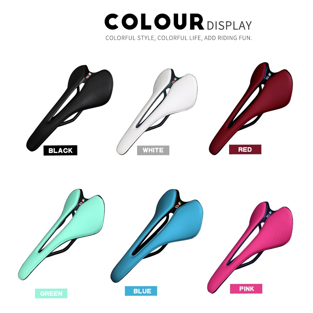 Selle de vélo ultralégère à coussin, siège de vtt de route, de montagne, pièces de bicyclette, noir/vert/blanc/rouge/bleu/rose