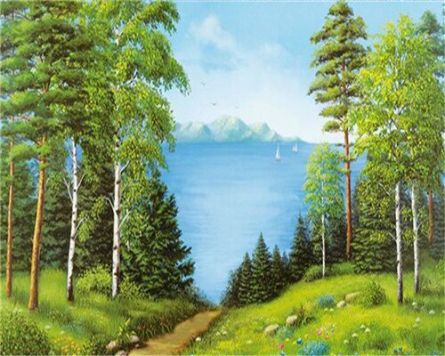 Azqsd kleuren op nummer natuur landschap acryl afbeeldingen olieverfschilderij op nummer meer schilderpakketten woondecoratie: Szyg 3007