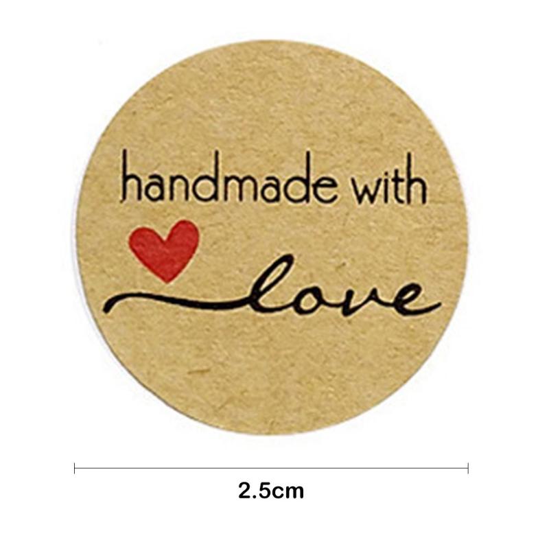 500 etykiety/przylepne w rolce naklejki miłość Wykonany ręcznie prezent pieczenie ciasteczek pieczęć etykiety naturalne akcesoria dekoracyjne kraft: D