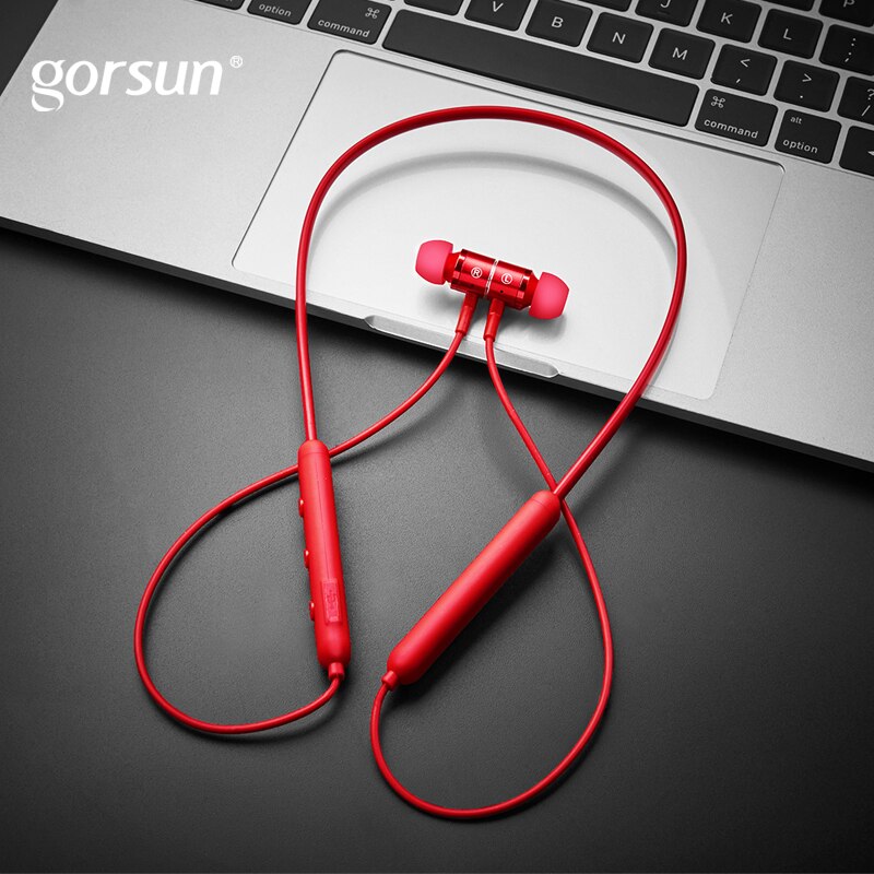 Bluetooth 5.0 Oortelefoon, Draadloze Oordopjes, Gorsun E18A Lichtgewicht Sport Oordopjes Magnetische In-Oor Nekband Stereo