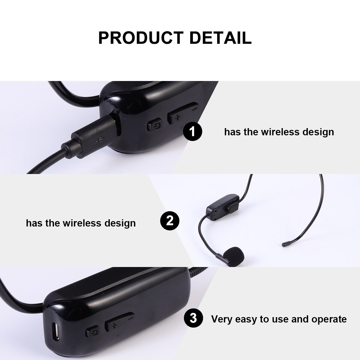 1 Set Head-mounted Microphone Wireless Loudspeaker Microphone Portable Amplifier