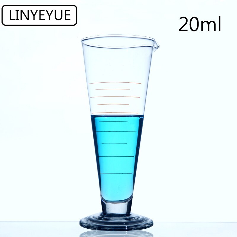 LINYEYUE 20mL Graduate Conical Glass Measuring Cup Measuring Glass Triangle Beaker Laboratory Cylinder Chemistry Equipment