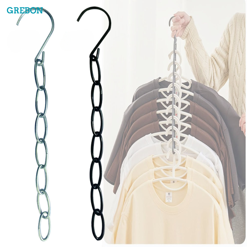 Multifunctional Chain Hanger Wardrobe Storage Multi-Layer and Folding Drying Rack Clothing Display Space-saving Hanger