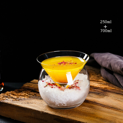 Røykfylt cocktail kopp sett kjegle + sfæriske ball glass bar hjemmefest trekantet er martini glass molekylær gastronomi beholder: 250ml og 750ml