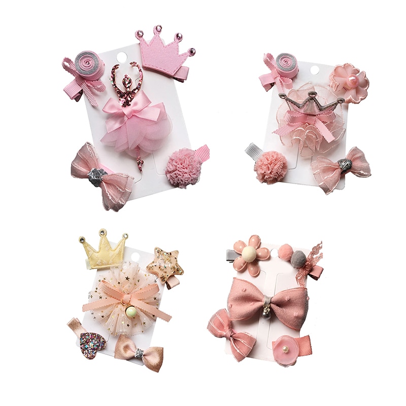 5 pz/impostato Carino Principessa Del bambino Pinze Lucido Archi Dei Capelli Del bambino Del Fiore Dei Capelli Della Ragazza Accessori Dei Capelli Delle Ragazze Della Forcella Della clip Barrettes Haarband